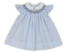 Load image into Gallery viewer, Argyle Smocked Fly Sleeve Dress
