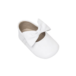 White Leather Baby Ballerina With Bow