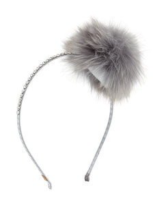 Grey Fur Ball Headband