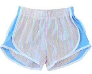 Multi Stripe With Blue Side Seersucker Shorts