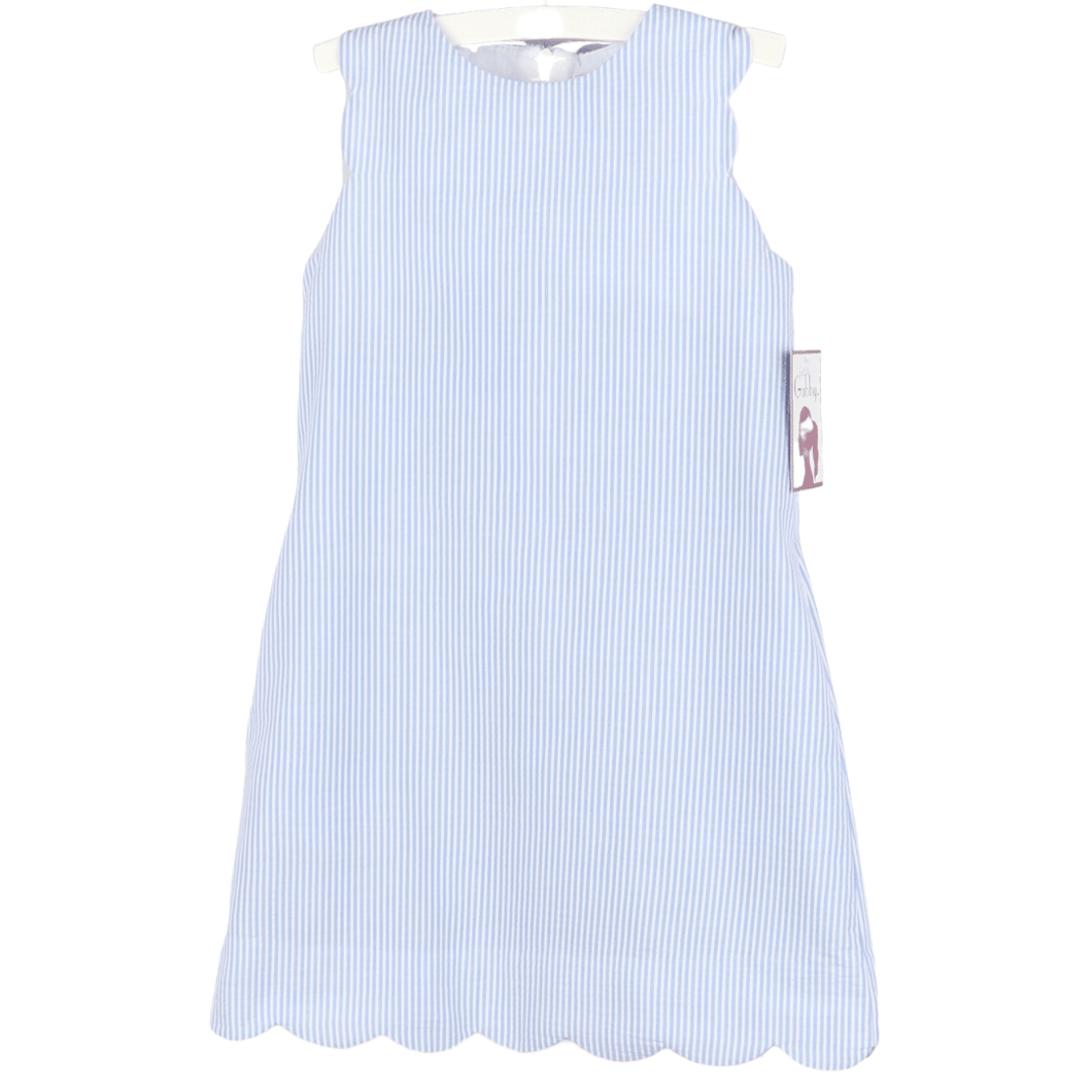 Scalloped Blue Seersucker Dress Belles & Beaux Scalloped Blue Seersucker Dress Belles & Beaux