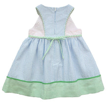Load image into Gallery viewer, Pastel Stripe Seersucker Dress With Flowers
