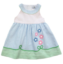 Load image into Gallery viewer, Pastel Stripe Seersucker Dress With Flowers

