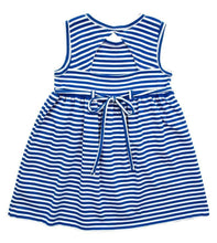 Load image into Gallery viewer, Royal And White Stripe Knit Dress With Sand Bucket Pockets
