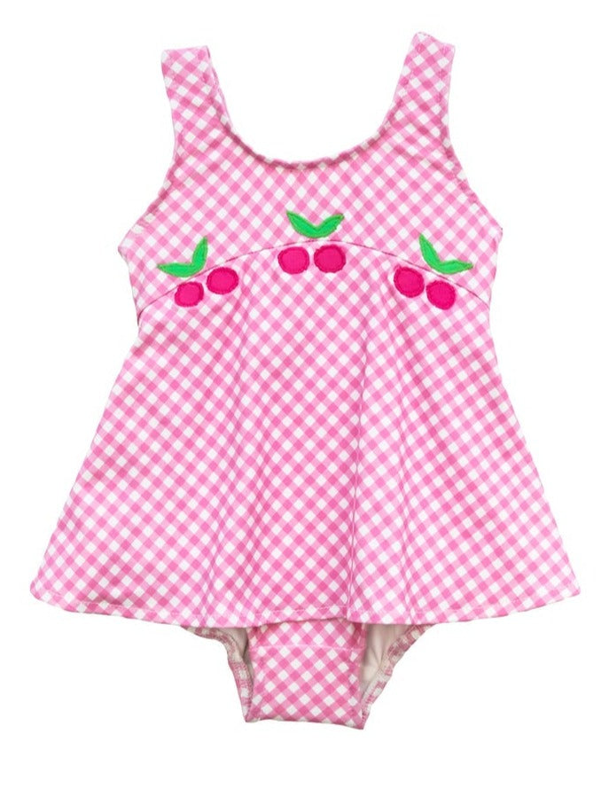 Gingham Swimsuit With Cherries