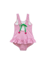 Load image into Gallery viewer, Pink And White Gingham Swimsuit With Cherries
