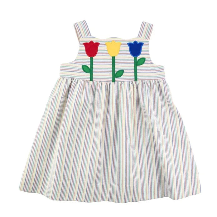 Tulips Stripe Seersucker Dress