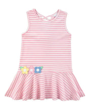 Load image into Gallery viewer, Pink Stripe Dress With Flowers
