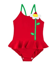 Load image into Gallery viewer, Red Tank Swimsuit With Large Flower
