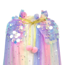 Load image into Gallery viewer, Unicorn Princess Rainbow Tulle Party Cape

