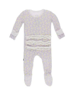 Thistle Chamomile Ruffle Footie With Zipper