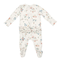 Load image into Gallery viewer, Climbing Roses Two Way Ruffle Back Zipper Footie

