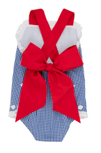 Load image into Gallery viewer, Sisi Sunsuit - Rockefeller Royal Gingham With Richmond Red
