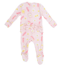 Load image into Gallery viewer, Bacon And Eggs Pink Zipper Footie

