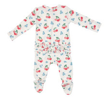Load image into Gallery viewer, Cherries Two Way Ruffle Back Zipper Footie
