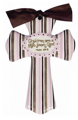 Children Are A Gift From God - Pink And Brown Stripe - Medium