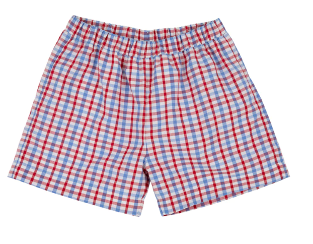 Shelton Shorts - Provincetown Plaid With Richmond Red