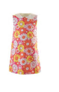 Flower 60's Pink And Yellow Shift Dress