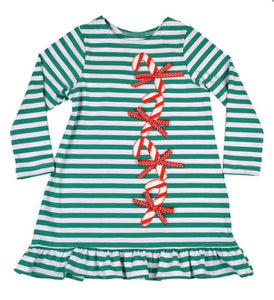 Candy Canes Green Stripe Knit Dress
