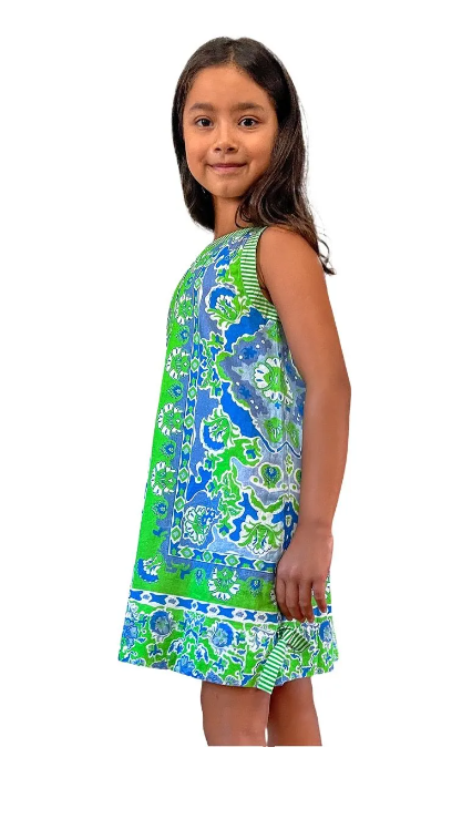 Kelly Green And Blue Watteau Dress
