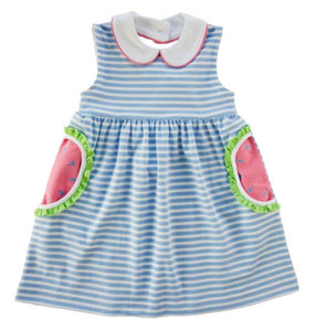 Stripe Knit Dress With Watermelon Pockets