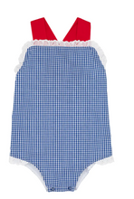 Load image into Gallery viewer, Sisi Sunsuit - Rockefeller Royal Gingham With Richmond Red
