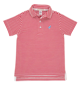 Prim & Proper Pima Polo - Richmond Red Stripe With Barbados Blue Stork