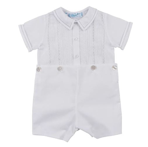 Dressy Lace & Pintucks Bobby Suit - White