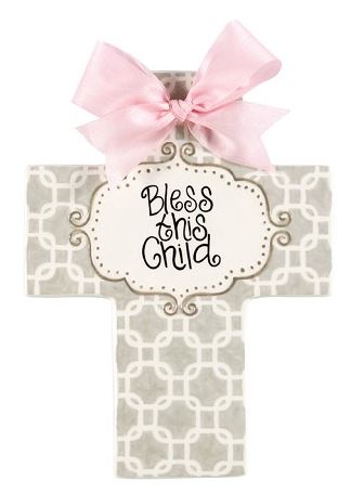 Bless This Child - Grey Chains With Pink Bow - Large