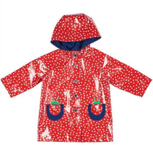 Red And White Raincoat With Ladybug Pockets