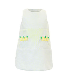 Yellow Dot Pique Dress With Flowers