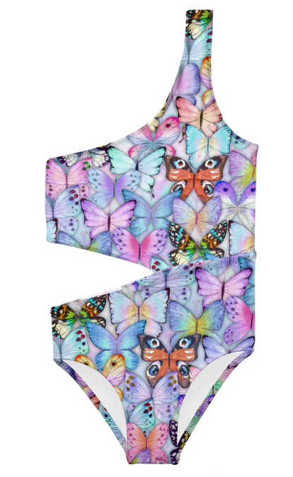 1000 Butterflies Side Cut Swimsuit