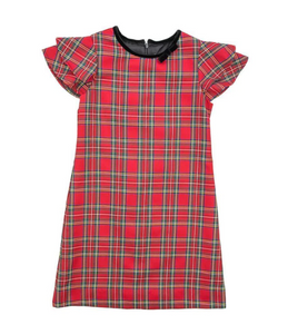 Tartan Plaid Flutter Sleeve Dress