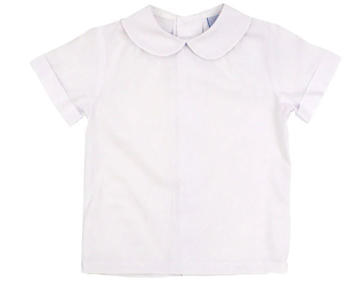 Boys White Button Back Short Sleeve Shirt *