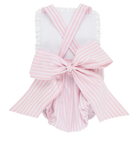 Load image into Gallery viewer, Sally Sunsuit - Worth Avenue White With Pinckney Pink Stripe
