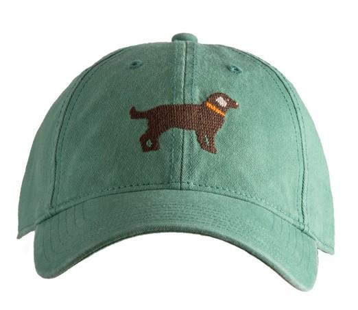Adult Chocolate Lab On Green Baseball Hat