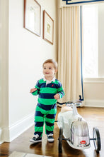 Load image into Gallery viewer, Sir Proper&#39;s Rugby Romper - Nantucket Navy And Kiawah Kelly Stripe
