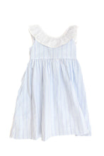 Load image into Gallery viewer, Blue With Pink Sundress Dress With White Collar
