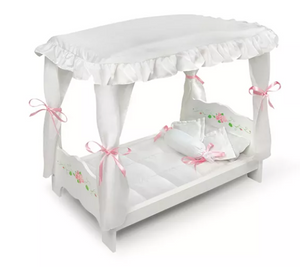 Doll Canopy Bed - White Rose Series