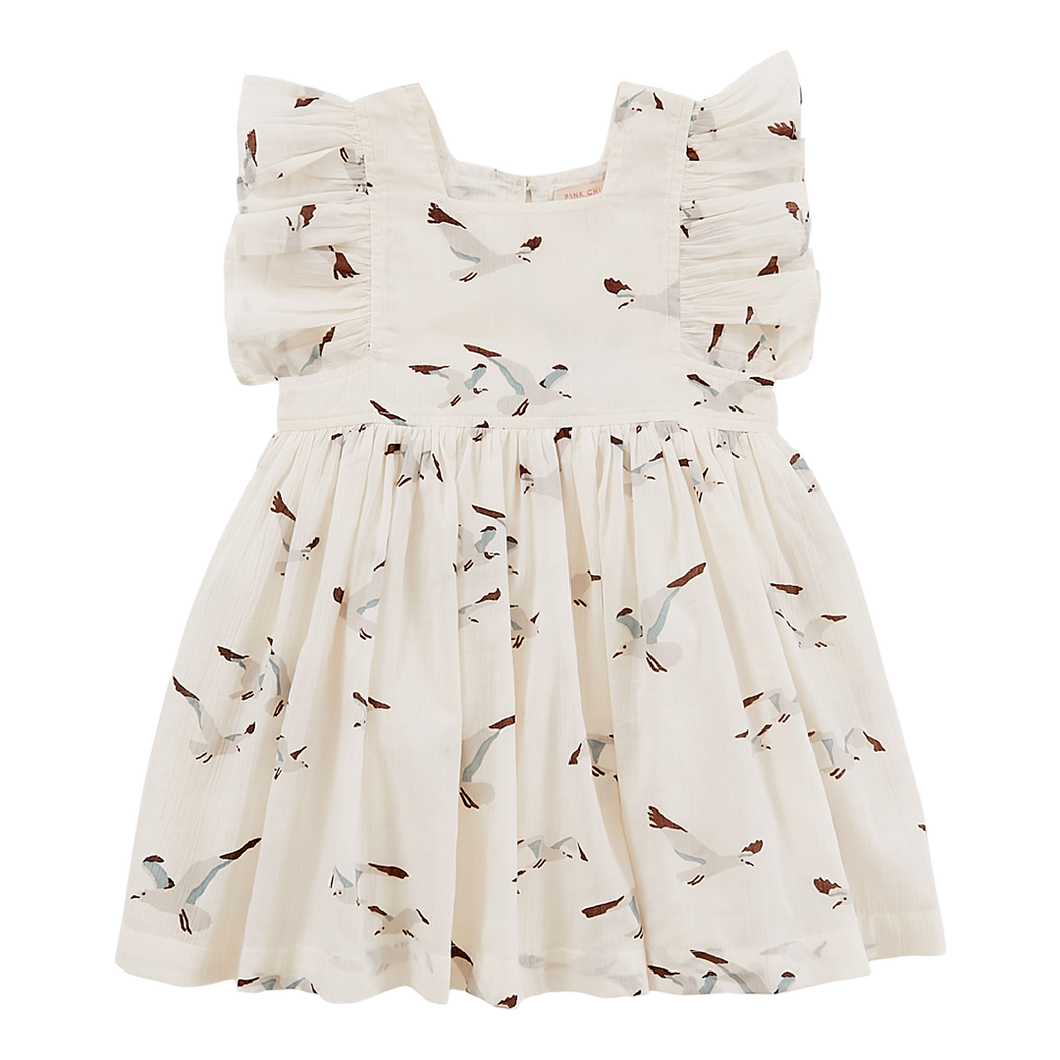 Elsie Dress - Gardenia Seagulls
