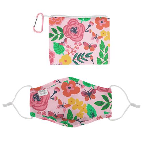 Kid's Polyester Face Mask With Pouch - Floral