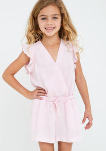 Ruffle Sleeve Romper Rose Petal Belles Beaux