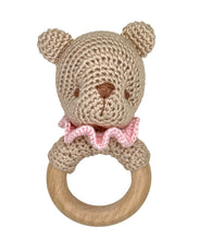 Load image into Gallery viewer, Bear Crochet Woodring Rattle
