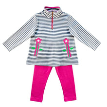 Load image into Gallery viewer, Striped Tunic With Flower Pockets And Leggings
