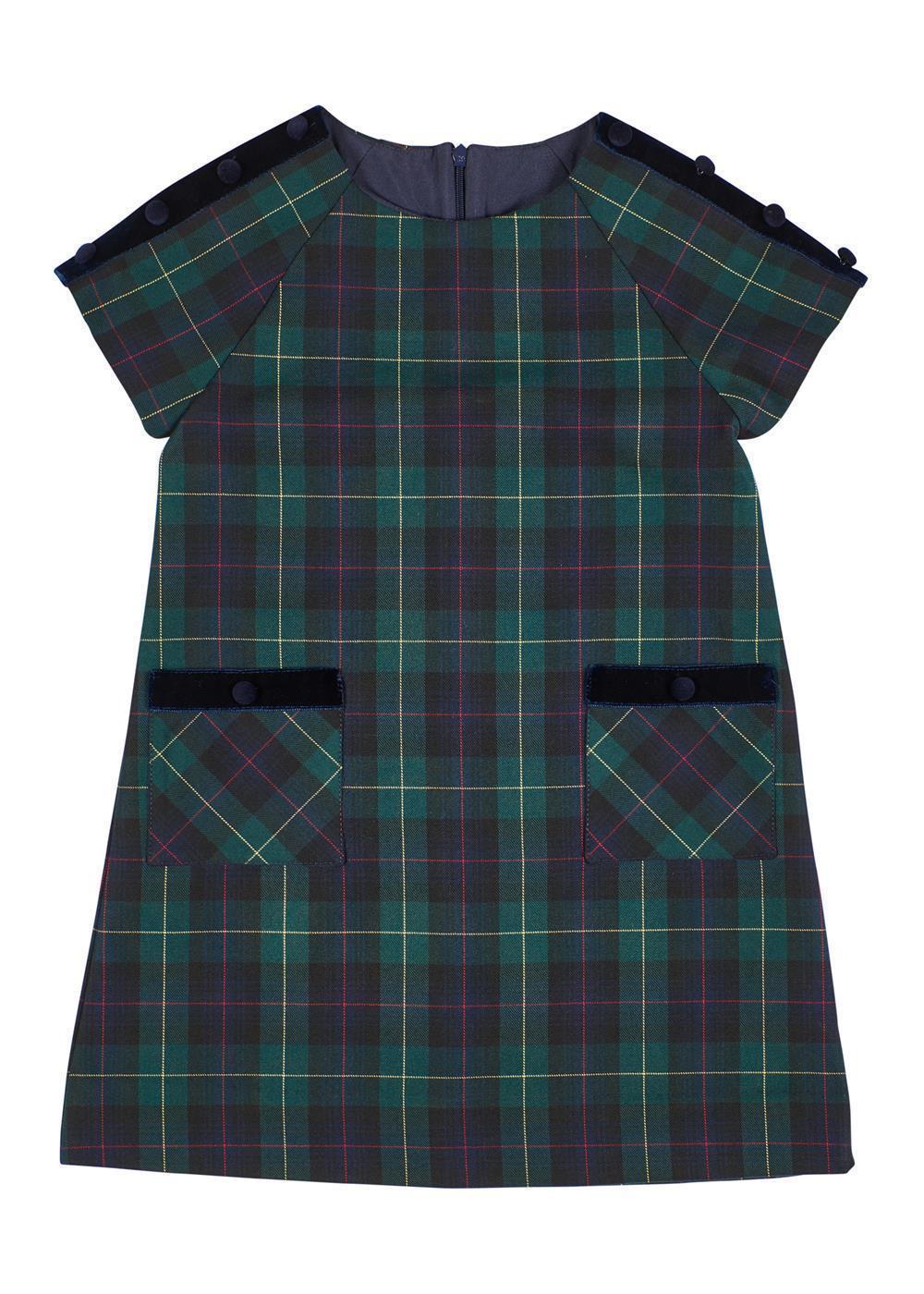 Plaid Dress with Raglan Short Sleeves