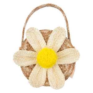 White Daisy Straw Bag