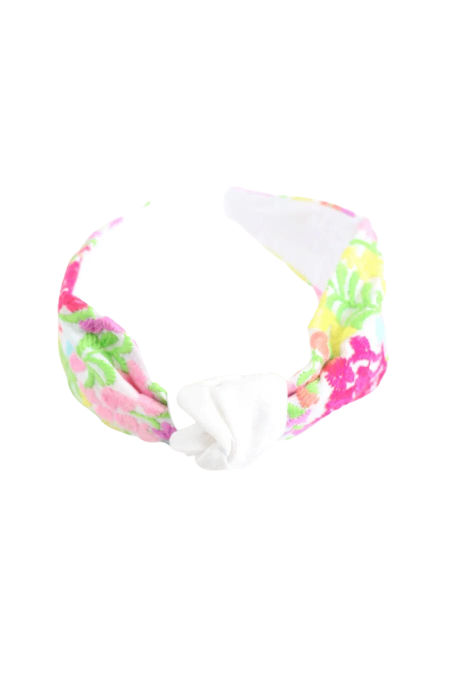 Isla Mae Headband - White With Multicolor Embroidery