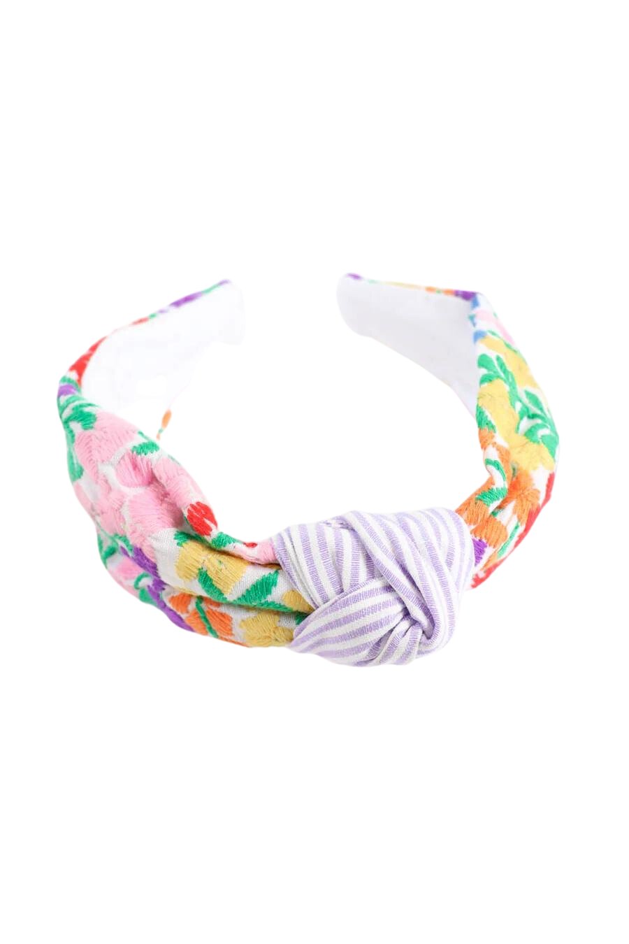 Camilla Headband - Purple Stripe With Multicolor Embroidery
