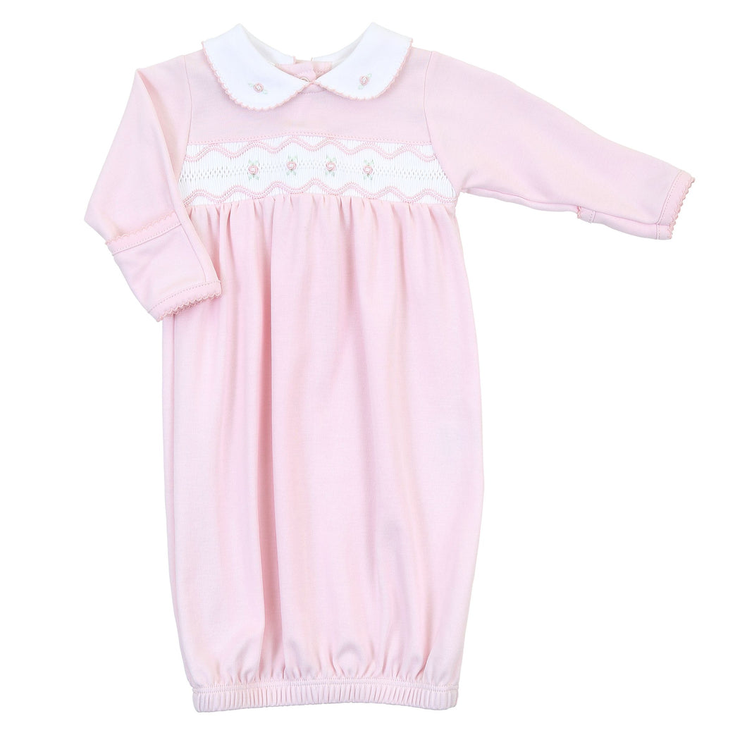Cora & Cole's Classic Smocked Collared Pink Gown