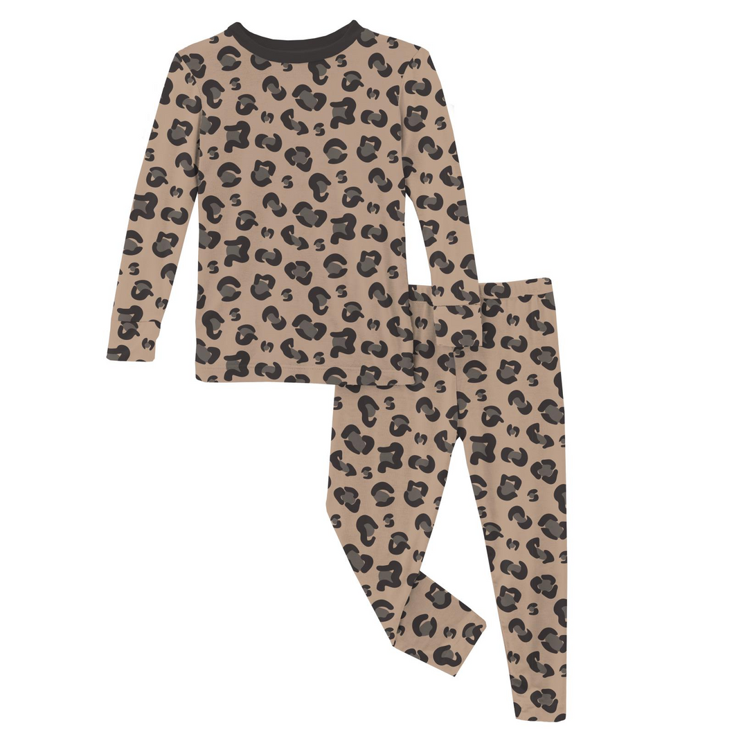 Suede Cheetah Print Long Sleeve Pajama Set